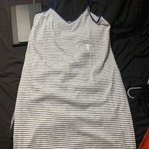 White and navy blue dress